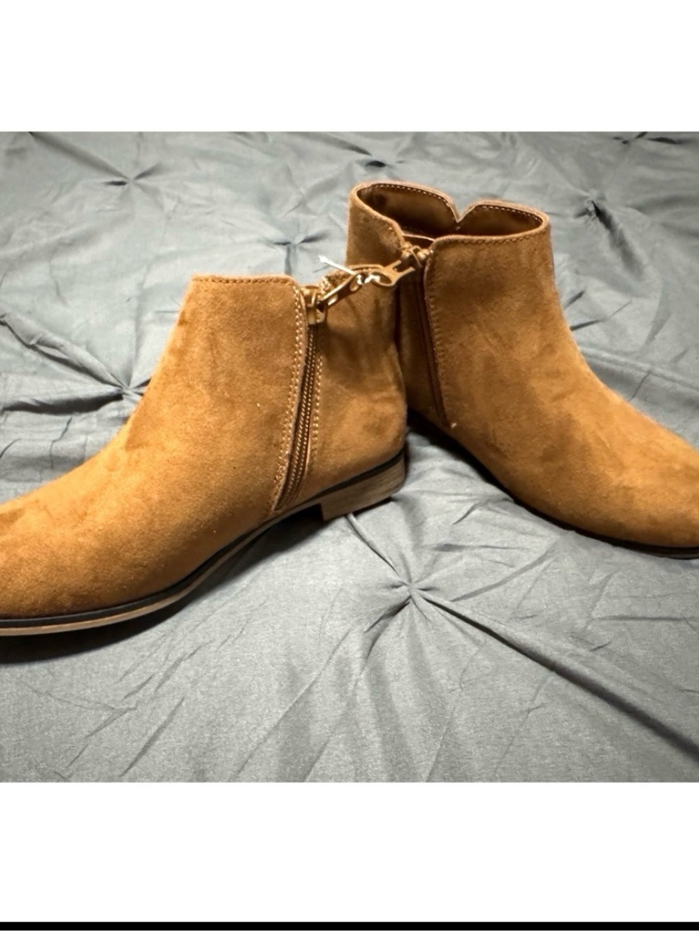 Cat & Jack Girls Size 1 Brown Ankle Boots Side Zip NWOT